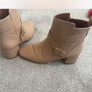 Coach Beige Ankle Booties with Strap Accent